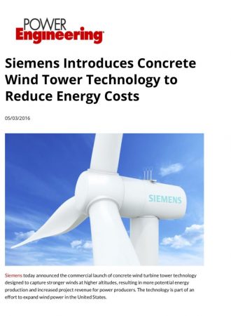 Siemens Introduces Concrete Wind Tower ...educe Energy Costs - Power Engineering